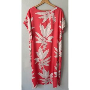bryn Walker Coral Dress with Cream Tropical Print